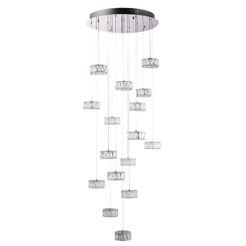 Endon Prisma 16 Light LED Chrome & Crystal Pendant 76486 - unlit