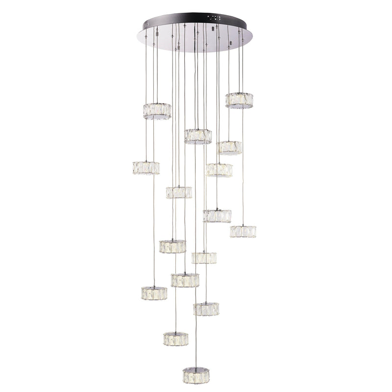 Endon Prisma 16 Light LED Chrome & Crystal Pendant 76486