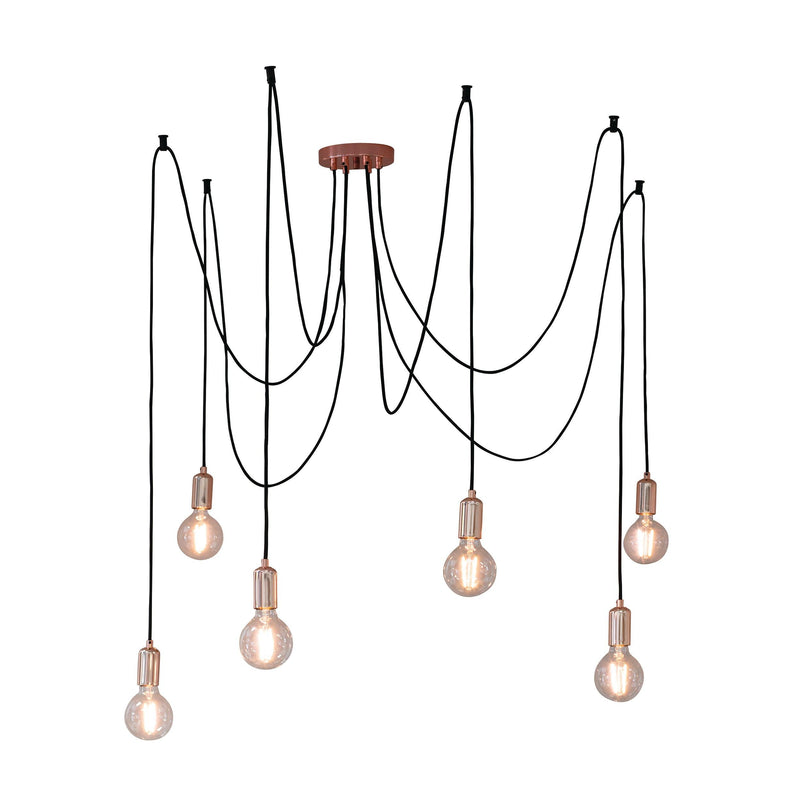 Endon Studio 6 Light Copper Ceiling Pendant Light 76580 - lit