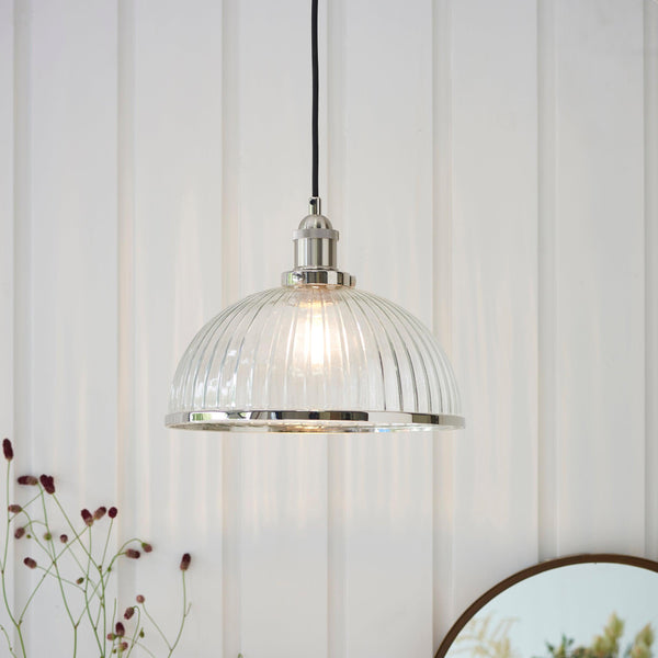 Endon Hansen 1 Light Nickel Ceiling Pendant Light 76713 - lifestyle