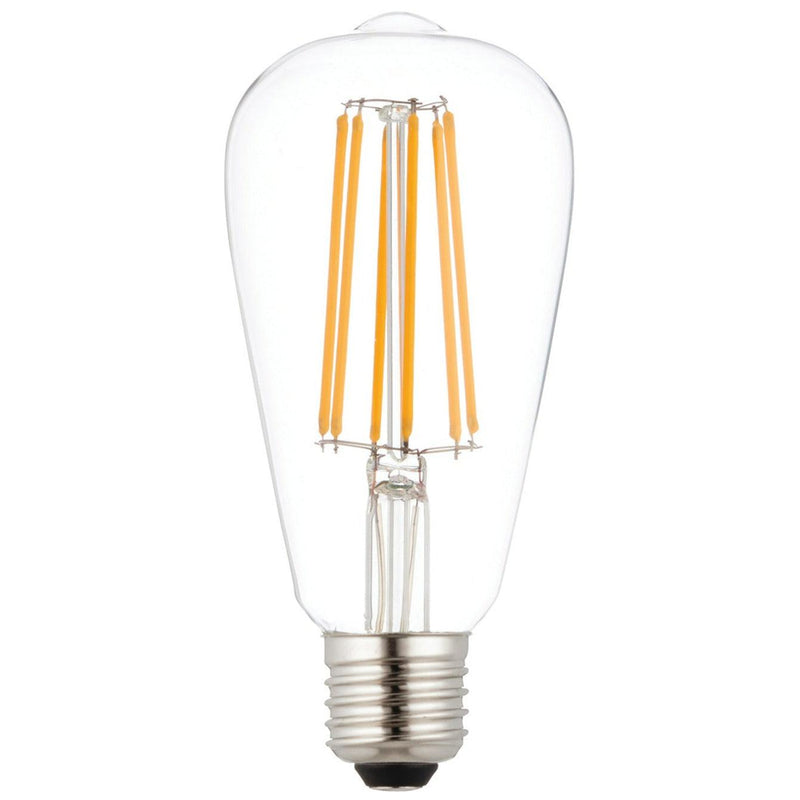 3 X E27 LED 6w Filament Clear Pear Shaped Dimmable Light Bulb