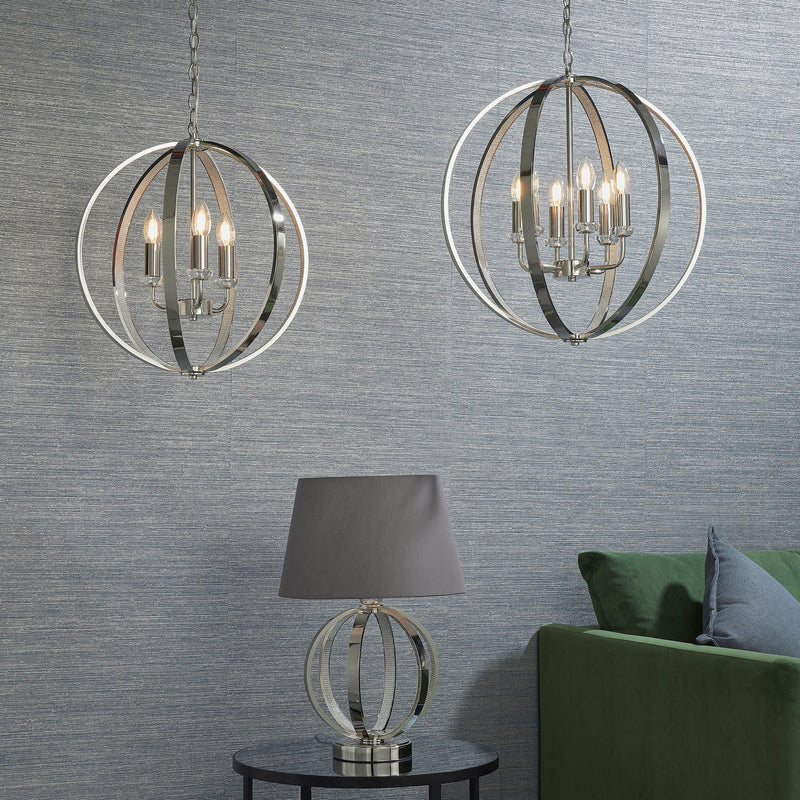 Endon Ritz 3 Light Nickel Ceiling Pendant-Ceiling Pendant Lights-Endon Lighting-6-Tiffany Lighting Direct