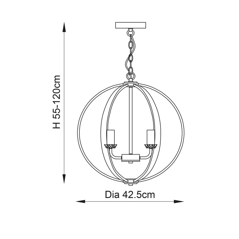 Endon Ritz 3 Light Nickel Ceiling Pendant-Ceiling Pendant Lights-Endon Lighting-9-Tiffany Lighting Direct