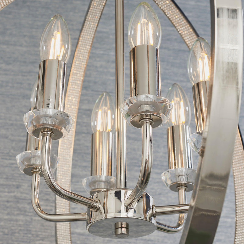 Endon Ritz 6 Light Nickel Ceiling Pendant-Ceiling Pendant Lights-Endon Lighting-7-Tiffany Lighting Direct