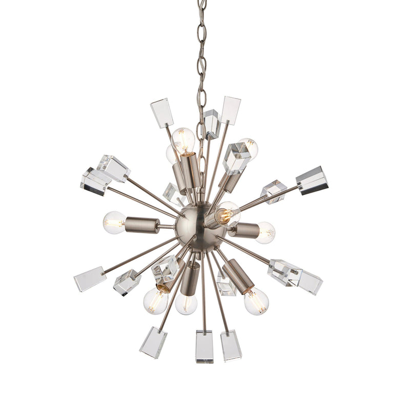 Endon Miro 9 Light Satin Nickel Pendant Ceiling Light-Ceiling Pendant Lights-Endon Lighting-1-Tiffany Lighting Direct