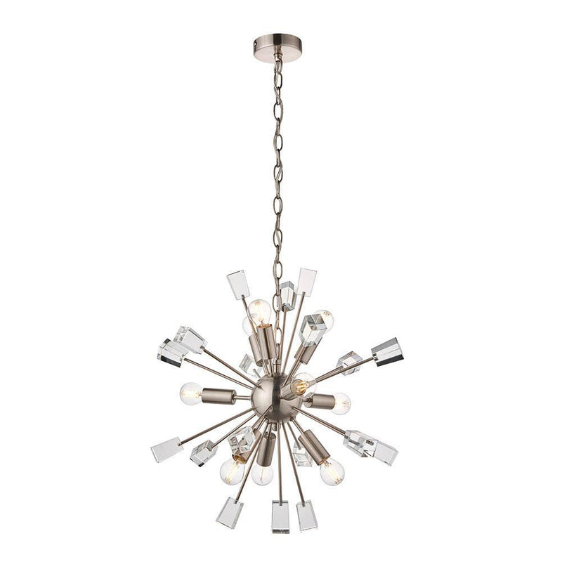 Endon Miro 9 Light Satin Nickel Pendant Ceiling Light-Ceiling Pendant Lights-Endon Lighting-10-Tiffany Lighting Direct