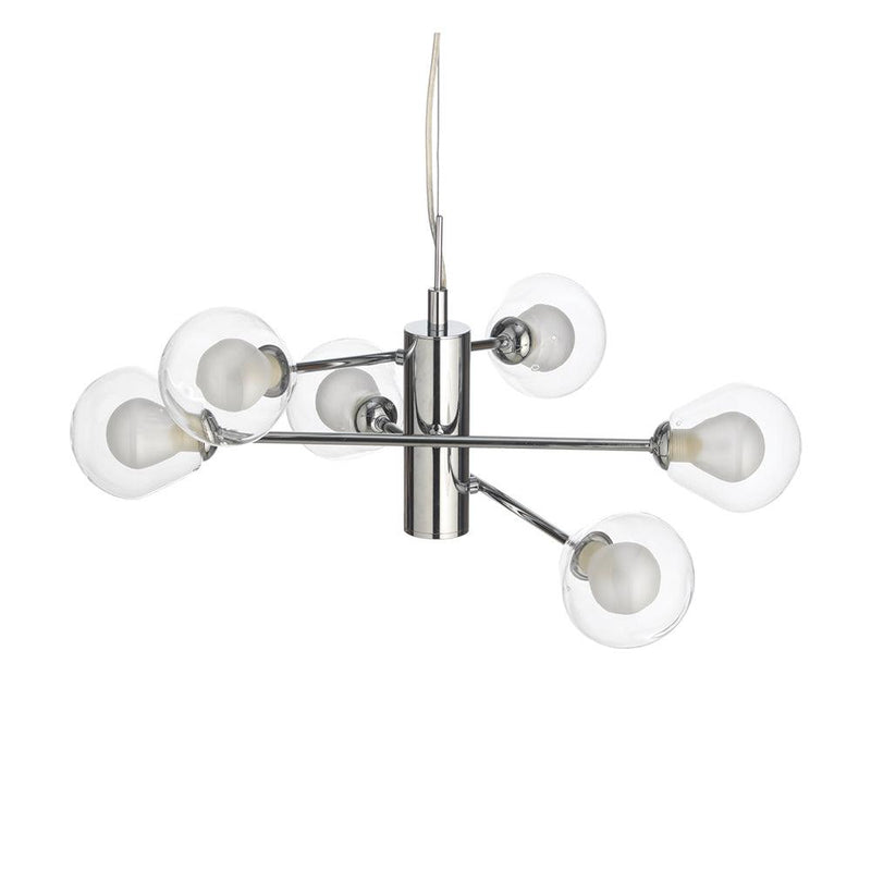 Oaks Harren 6 Light Chrome Ceiling Pendant-Ceiling Pendant Lights-Endon Lighting-2-Tiffany Lighting Direct