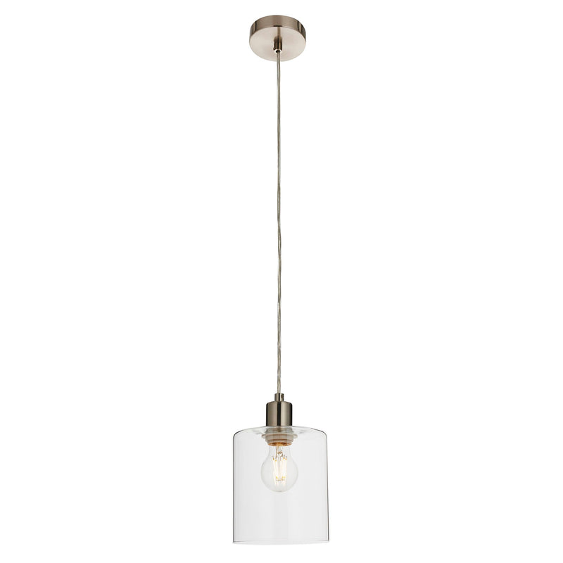 Endon Toledo 1 Light Nickel Ceiling Pendant - Glass Shade-Ceiling Pendant Lights-Endon Lighting-11-Tiffany Lighting Direct