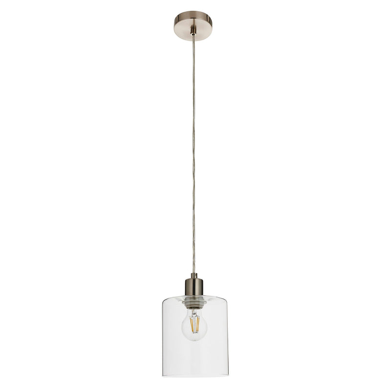 Endon Toledo 1 Light Nickel Ceiling Pendant - Glass Shade-Ceiling Pendant Lights-Endon Lighting-12-Tiffany Lighting Direct