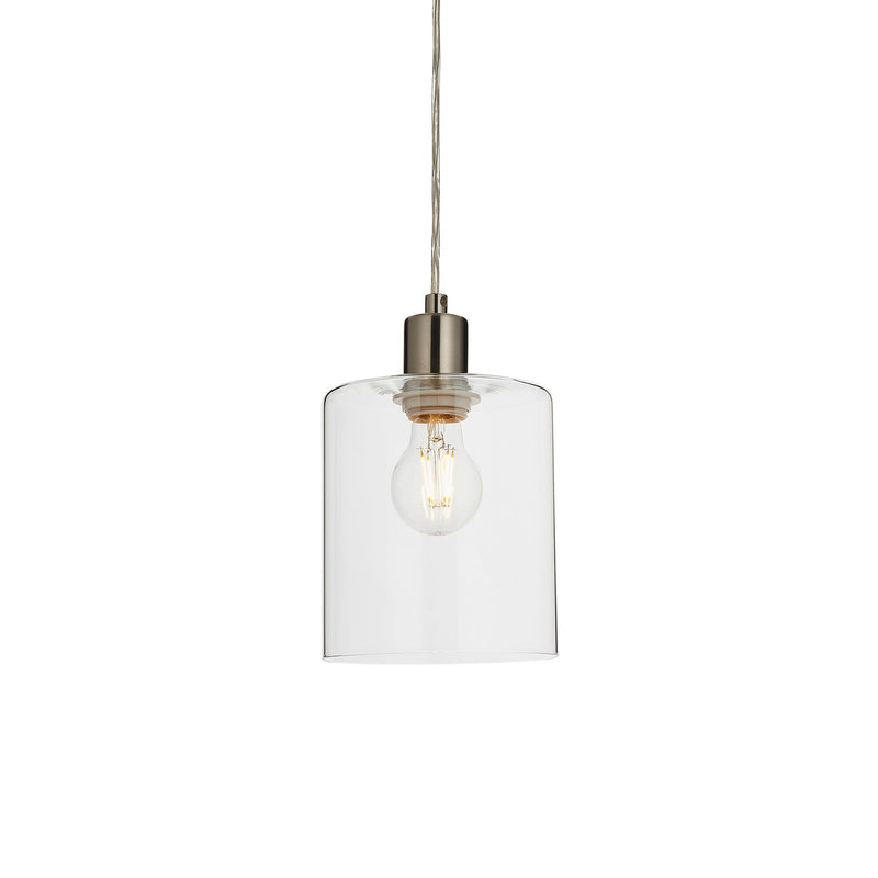 Endon Toledo 1 Light Nickel Ceiling Pendant - Glass Shade-Ceiling Pendant Lights-Endon Lighting-6-Tiffany Lighting Direct