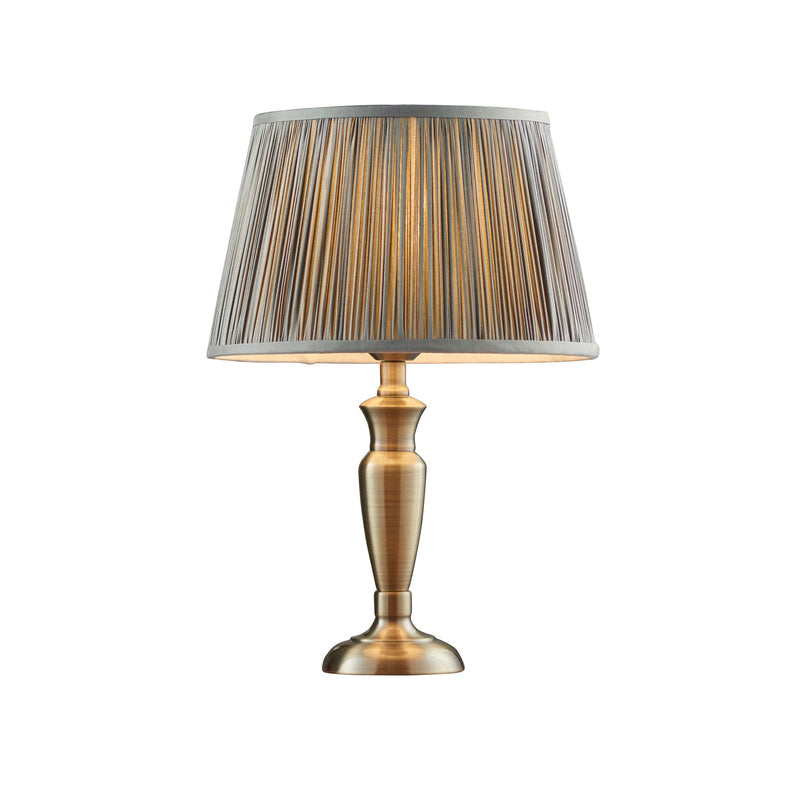 Oslo Small Brass Finish Table Lamp & Freya Charcoal Shade-Endon Lighting-Living-Room-Tiffany Lighting Direct-[image-position]