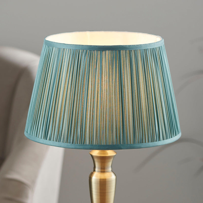 Endon Oslo Small Brass Finish Table Lamp & Freya Green Shade-Endon Lighting-Living-Room-Tiffany Lighting Direct-[image-position]