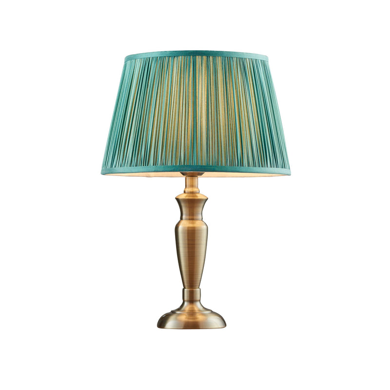 Oslo Small Brass Finish Table Lamp & Freya Green Shade 91155