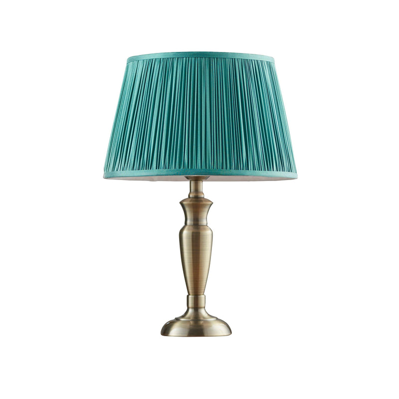 Endon Oslo Small Brass Finish Table Lamp & Freya Green Shade-Endon Lighting-Living-Room-Tiffany Lighting Direct-[image-position]