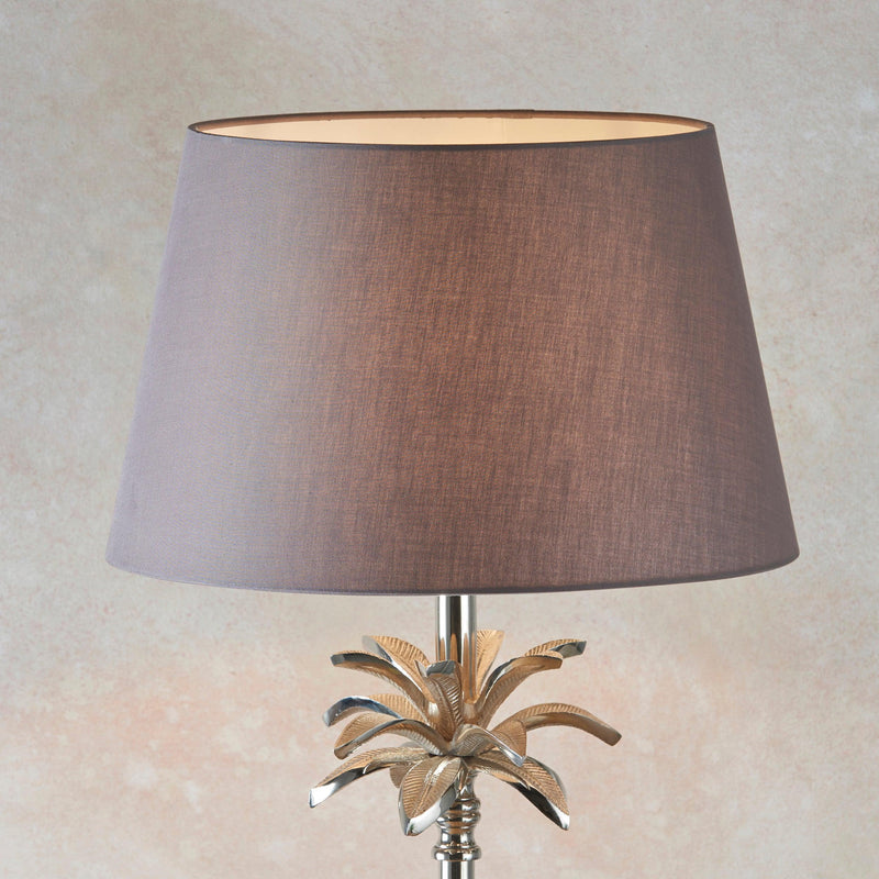 Endon Leaf Polished Nickel Table Lamp With Charcoal Shade-Endon Lighting-Living-Room-Tiffany Lighting Direct-[image-position]