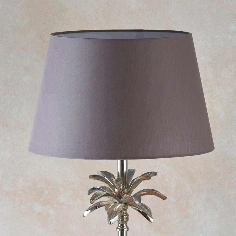 Endon Leaf Polished Nickel Table Lamp With Charcoal Shade-Endon Lighting-Living-Room-Tiffany Lighting Direct-[image-position]