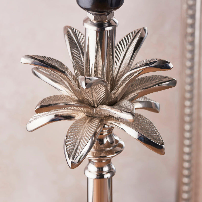 Endon Leaf Polished Nickel Table Lamp With Charcoal Shade-Endon Lighting-Living-Room-Tiffany Lighting Direct-[image-position]