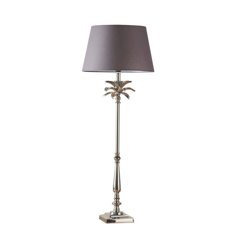 Endon Leaf Polished Nickel Table Lamp With Charcoal Shade-Endon Lighting-Living-Room-Tiffany Lighting Direct-[image-position]