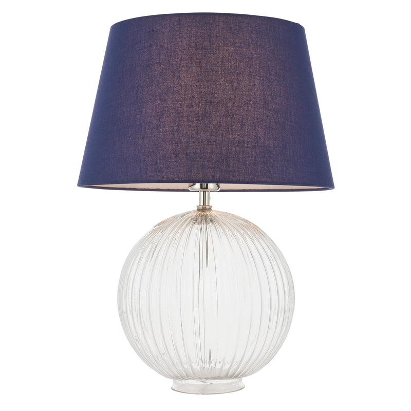 Endon Jemma Clear Table Lamp & Evie Navy Shade-Endon Lighting-Living-Room-Tiffany Lighting Direct-[image-position]