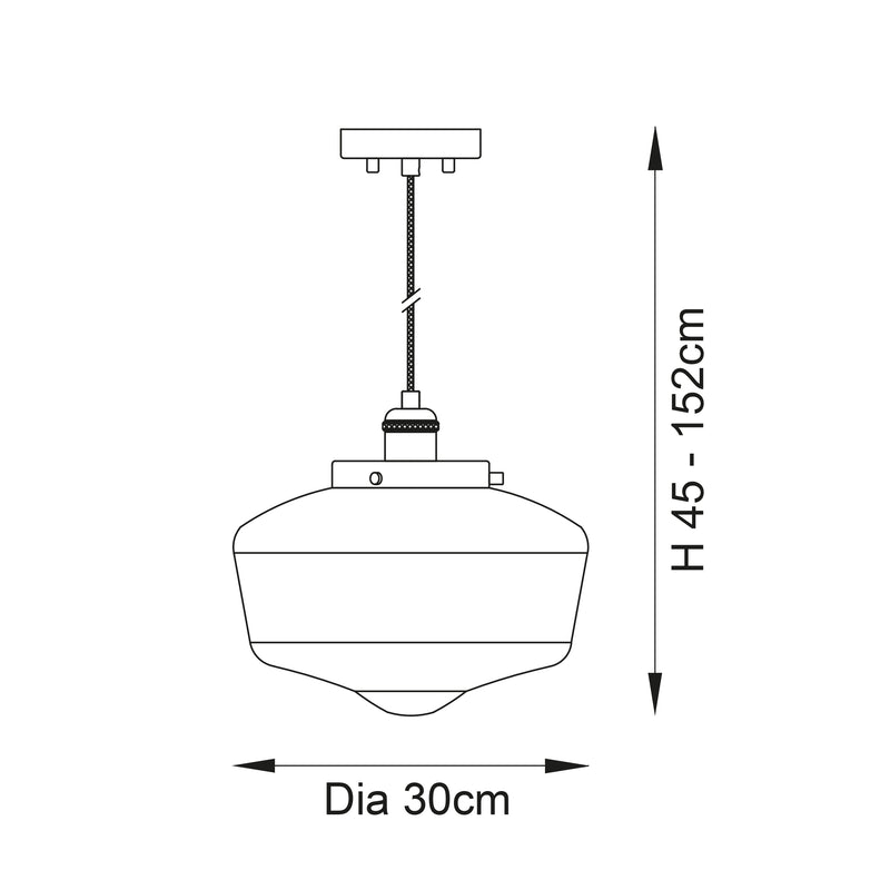 Camberley Pendant School House Chrome Pendant With Opal Glass