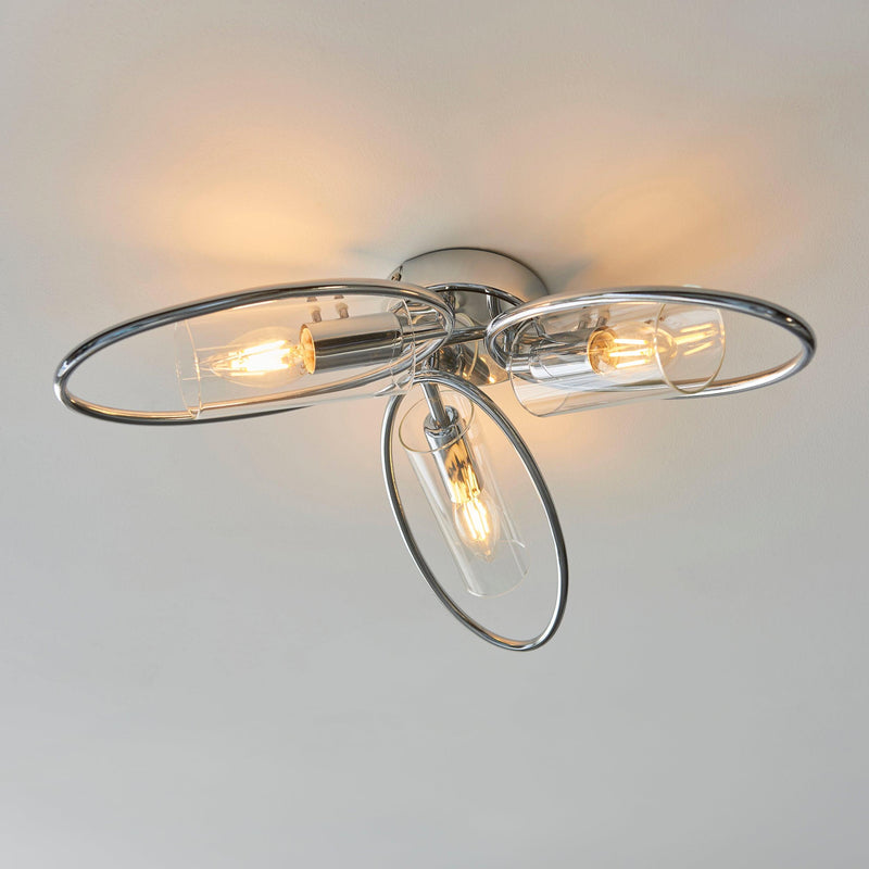 Endon Amari 3 Light Semi Flush Chrome Ceiling Light Living room  Living Room Image 6