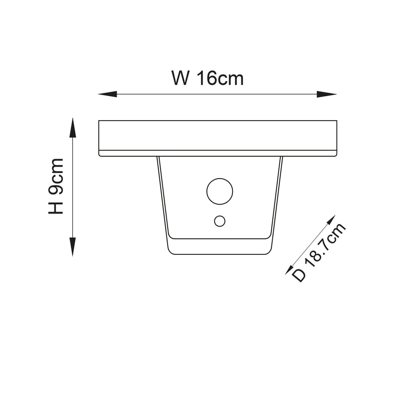 Endon Ebro Solar Powered Outdoor Wall Light With PIR Sensor