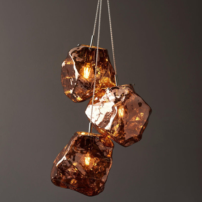 Endon Rock 3 Light Metallic Copper Pendant Light Damaged Box