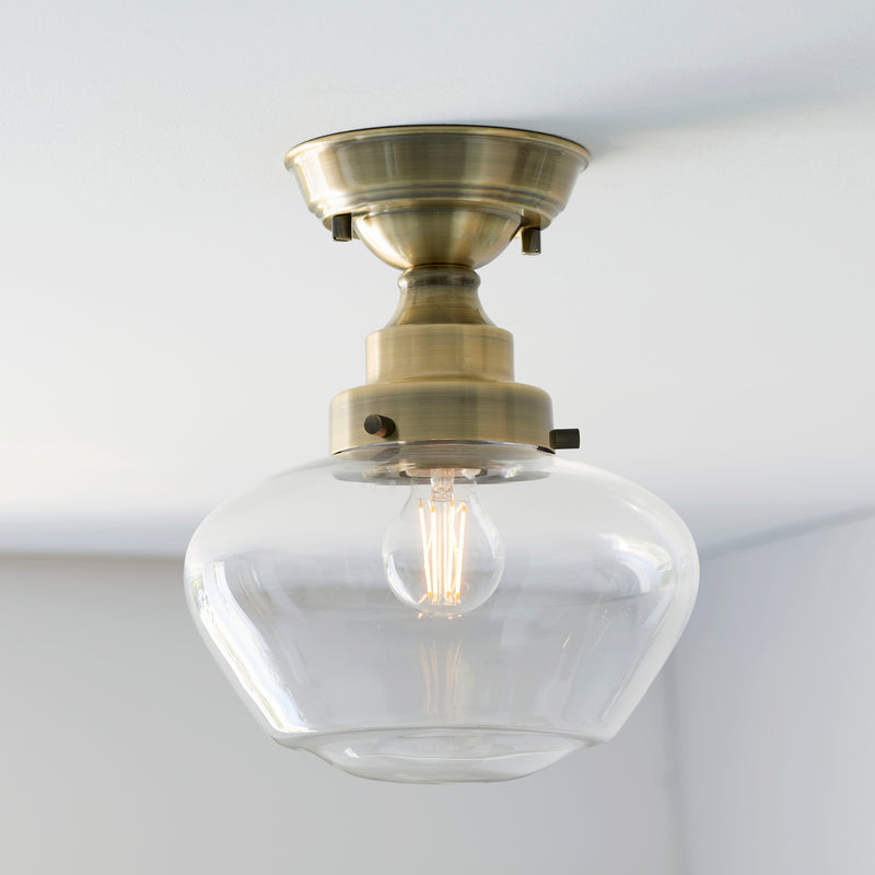 Camberley Brass School House Semi Flush Ceiling Light