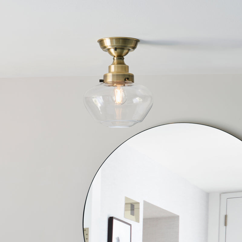 Camberley Brass School House Semi Flush Ceiling Light