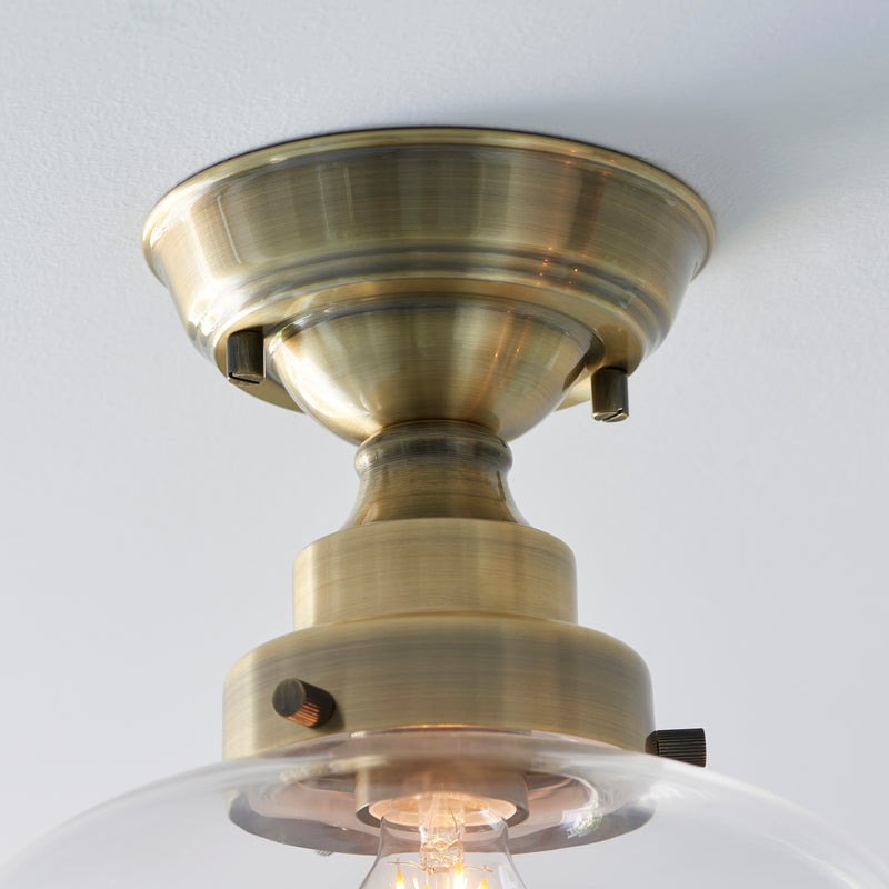 Camberley Brass School House Semi Flush Ceiling Light