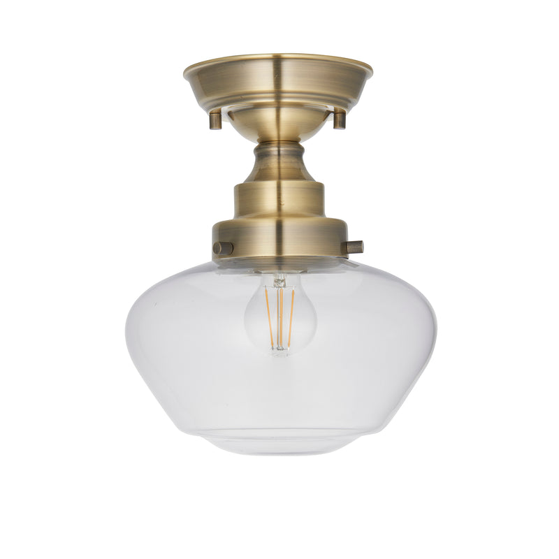 Camberley Brass School House Semi Flush Ceiling Light