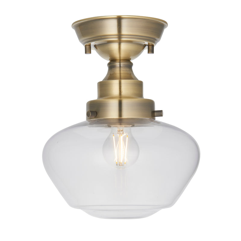 Camberley Brass School House Semi Flush Ceiling Light