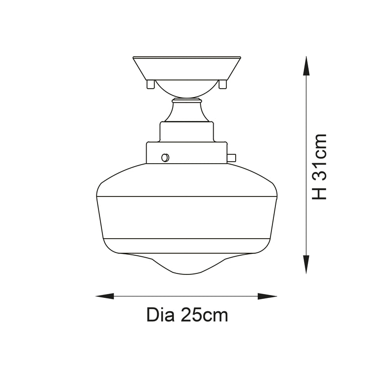 Camberley Brass School House Semi Flush Ceiling Light