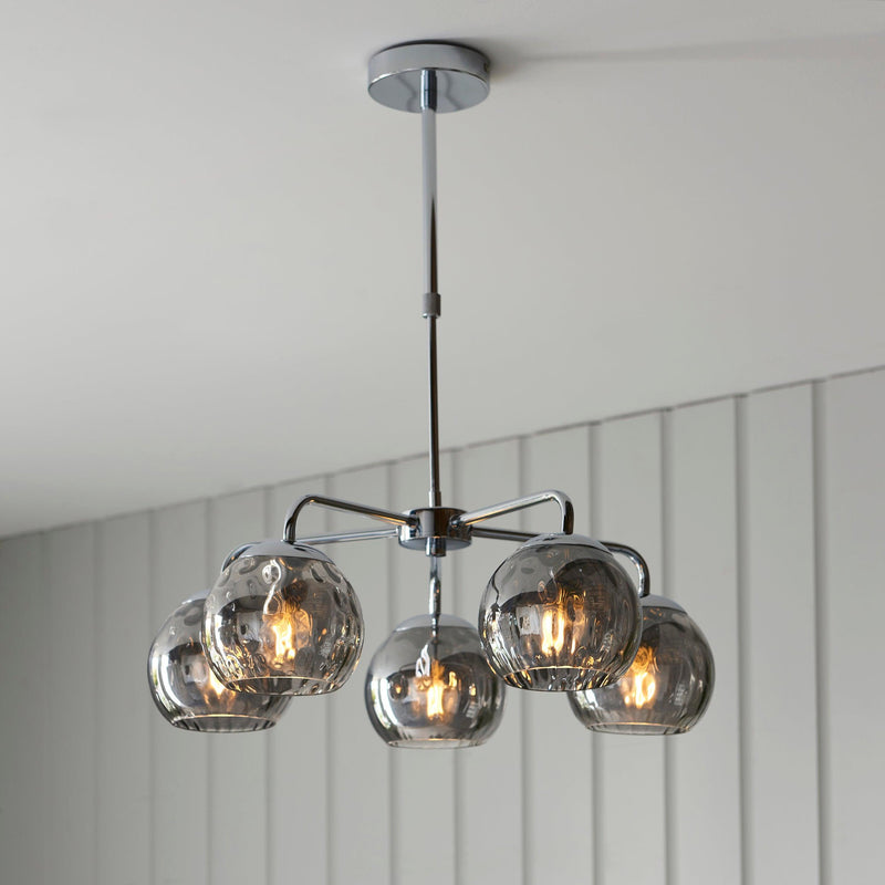 Endon Dimple 5 Light Polished Chrome Ceiling Pendant-Ceiling Pendant Lights-Endon Lighting-1-Tiffany Lighting Direct