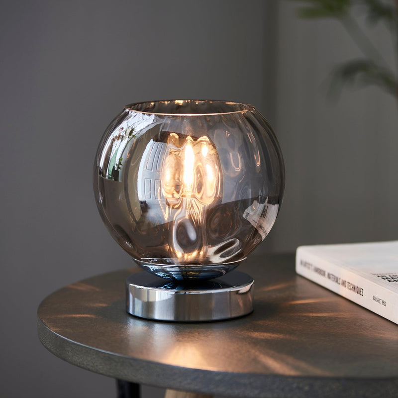 Endon Dimple 1 Chrome Plate Light Table Lamp-Endon Lighting-Living-Room-Tiffany Lighting Direct-[image-position]