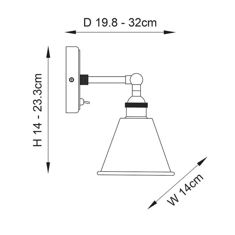 Hal Nickel Wall Light - Switched