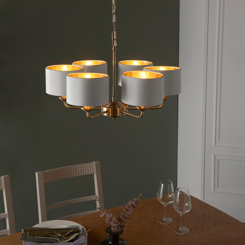 Endon Highclere 6 Arm Antique Brass Finish Chandelier-Ceiling Pendant Lights-Endon Lighting-9-Tiffany Lighting Direct