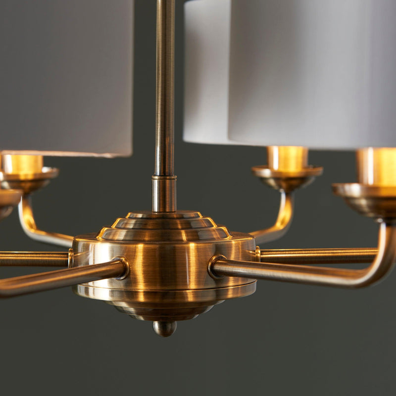 Endon Highclere 6 Arm Antique Brass Finish Chandelier-Ceiling Pendant Lights-Endon Lighting-11-Tiffany Lighting Direct