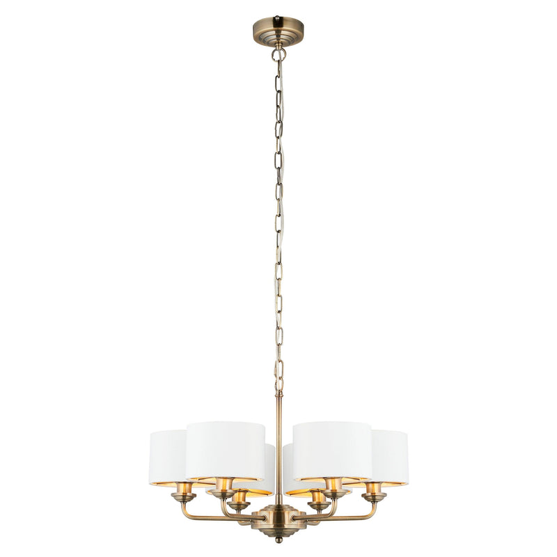 Endon Highclere 6 Arm Antique Brass Finish Chandelier-Ceiling Pendant Lights-Endon Lighting-13-Tiffany Lighting Direct