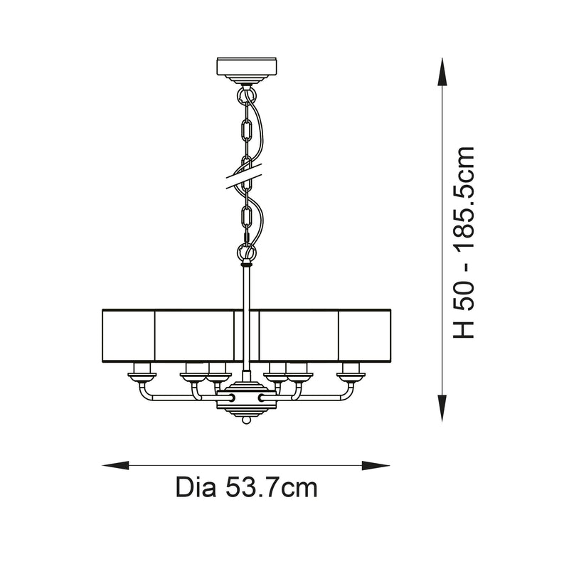 Endon Highclere 6 Arm Antique Brass Finish Chandelier-Ceiling Pendant Lights-Endon Lighting-6-Tiffany Lighting Direct