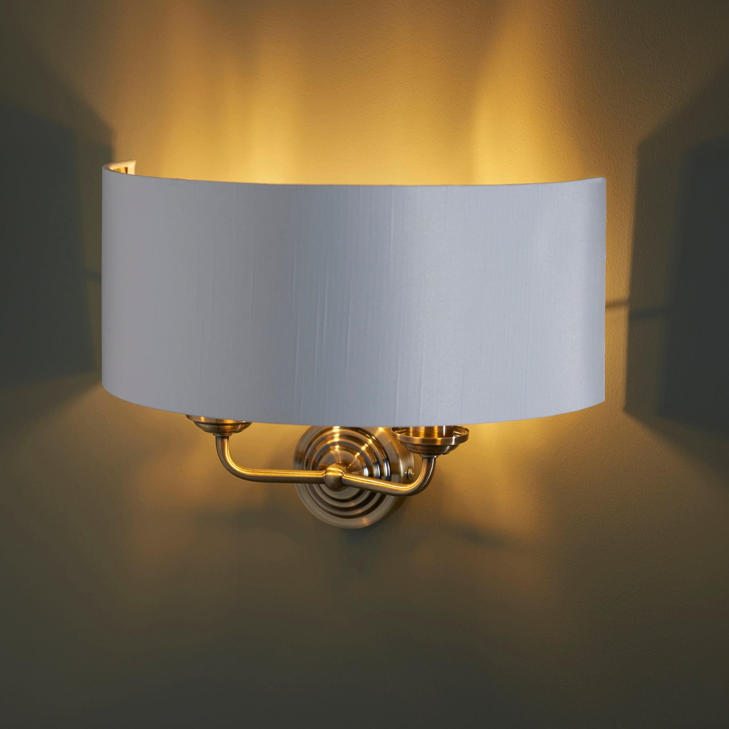 highclere brass finish wall light white shade by Endon Lighting Living room image