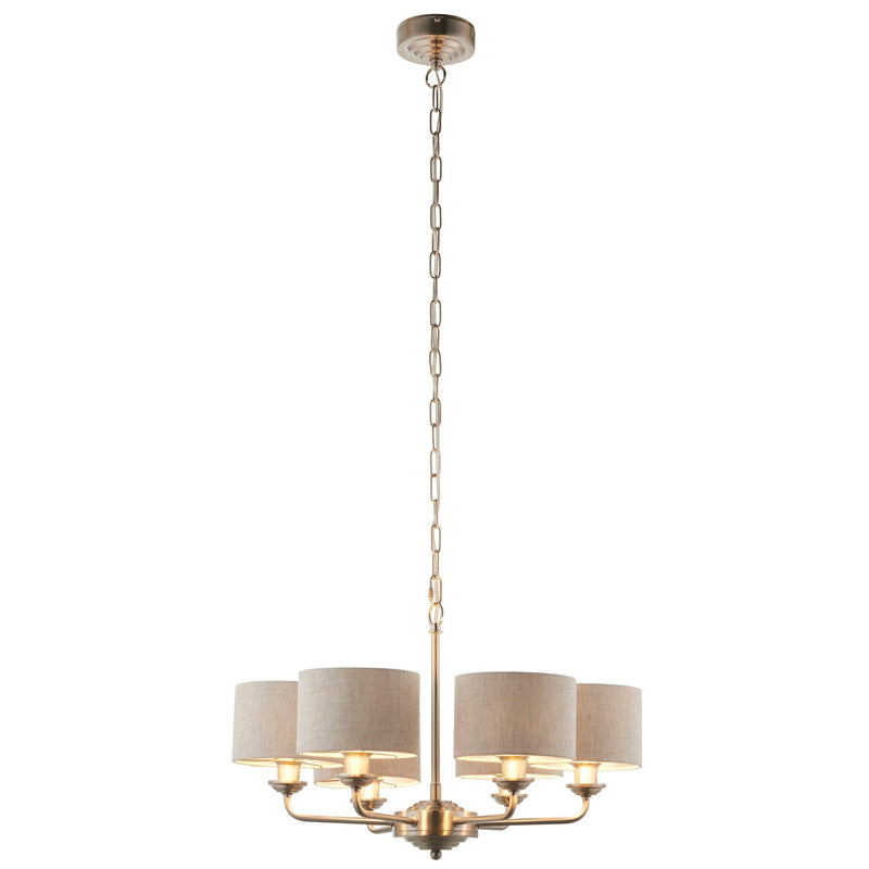 Endon Highclere 6 Arm Brushed Chrome Chandelier-Ceiling Pendant Lights-Endon Lighting-12-Tiffany Lighting Direct