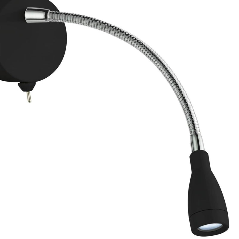 Flexi Wall LED Adjustable Black Reading Light - Switched