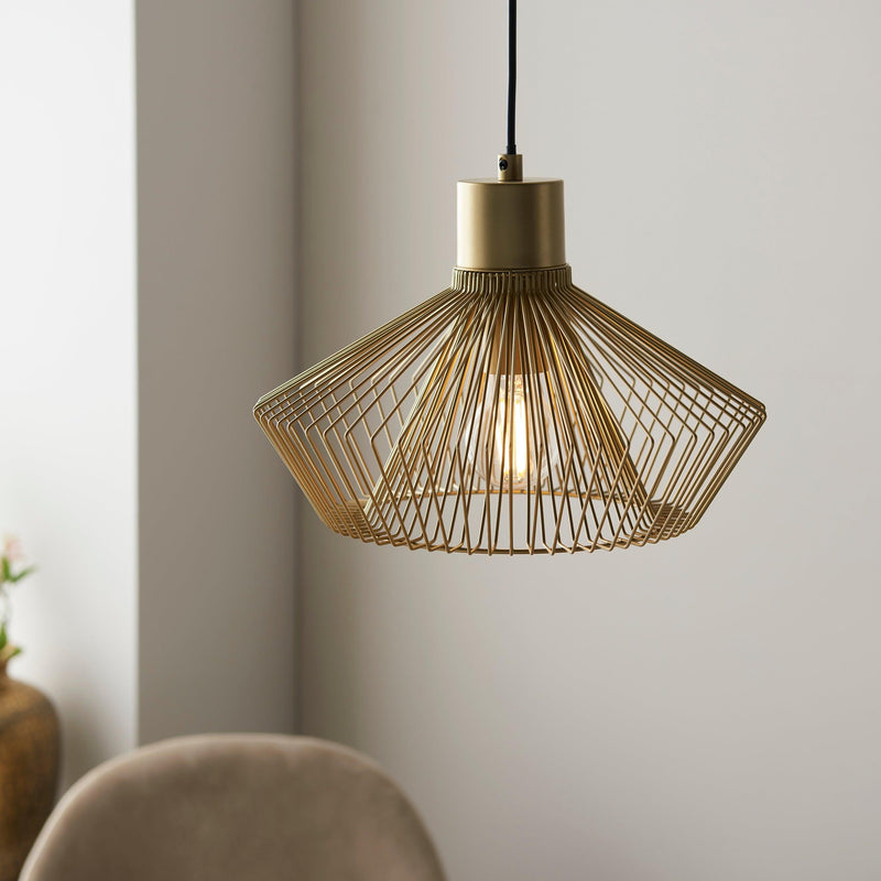 Endon Kimberley 1 Light Gold Ceiling Pendant-Ceiling Pendant Lights-Endon Lighting-3-Tiffany Lighting Direct