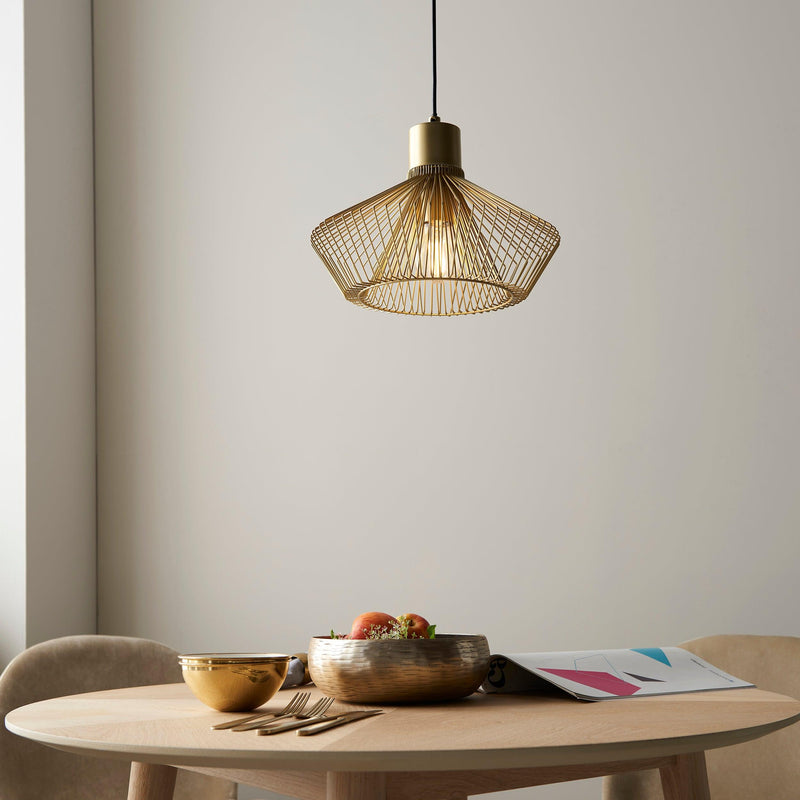 Endon Kimberley 1 Light Gold Ceiling Pendant-Ceiling Pendant Lights-Endon Lighting-2-Tiffany Lighting Direct