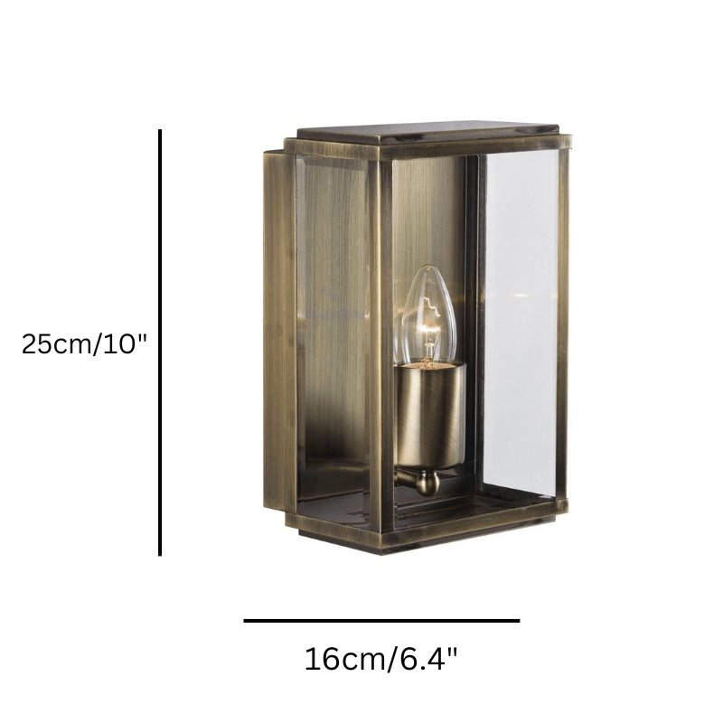 Box Outdoor 1 Light Antique Brass Wall/Porch Lantern