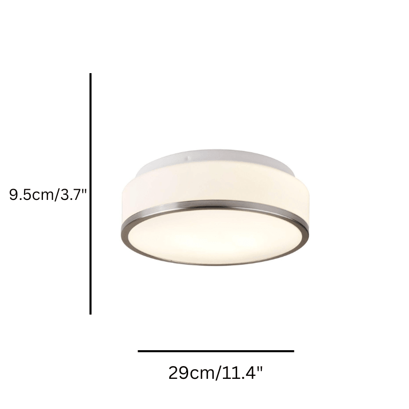 Cheese Flush Bathroom Ceiling Light Opal Glass - Nickel