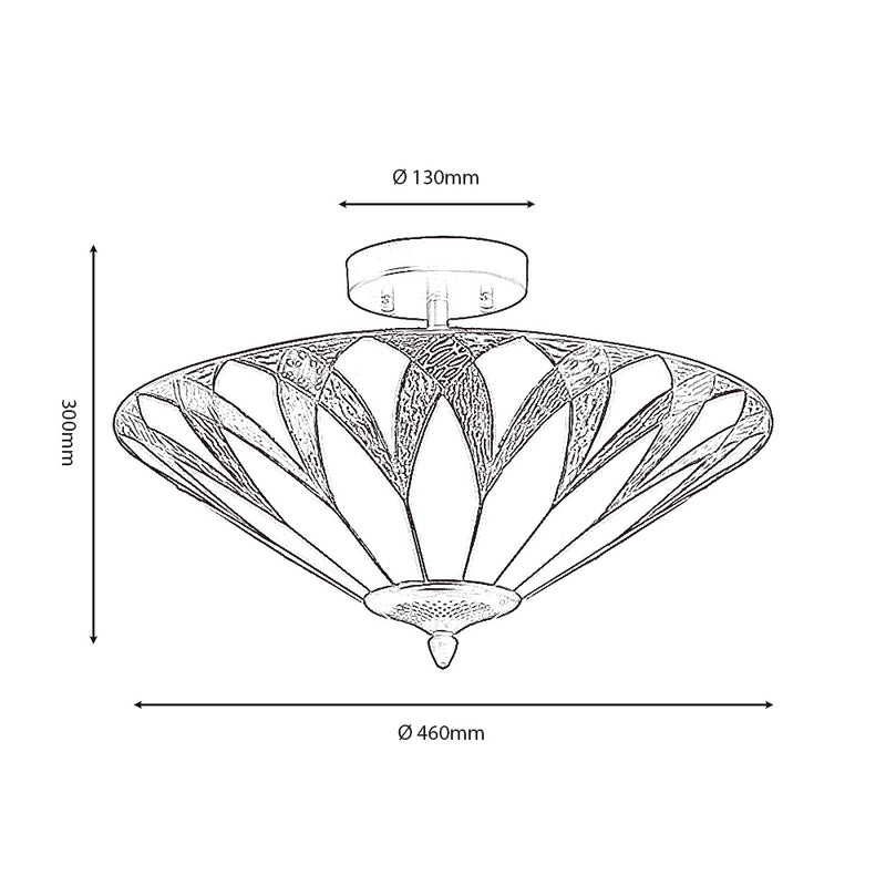 Oaks Lighting Allanton Semi Flush Tiffany Ceiling Light