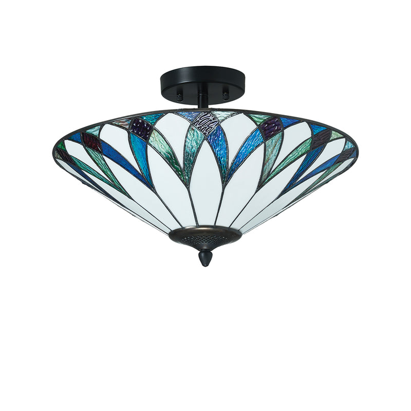 Oaks Lighting Allanton Semi Flush Tiffany Ceiling Light