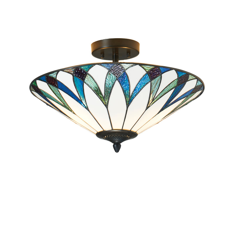 Oaks Lighting Allanton Semi Flush Tiffany Ceiling Light